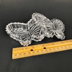 Vtg Clear Glass Butterfly Shape Jewelry Trinket w Removeable Lid Texture Y2k 90s